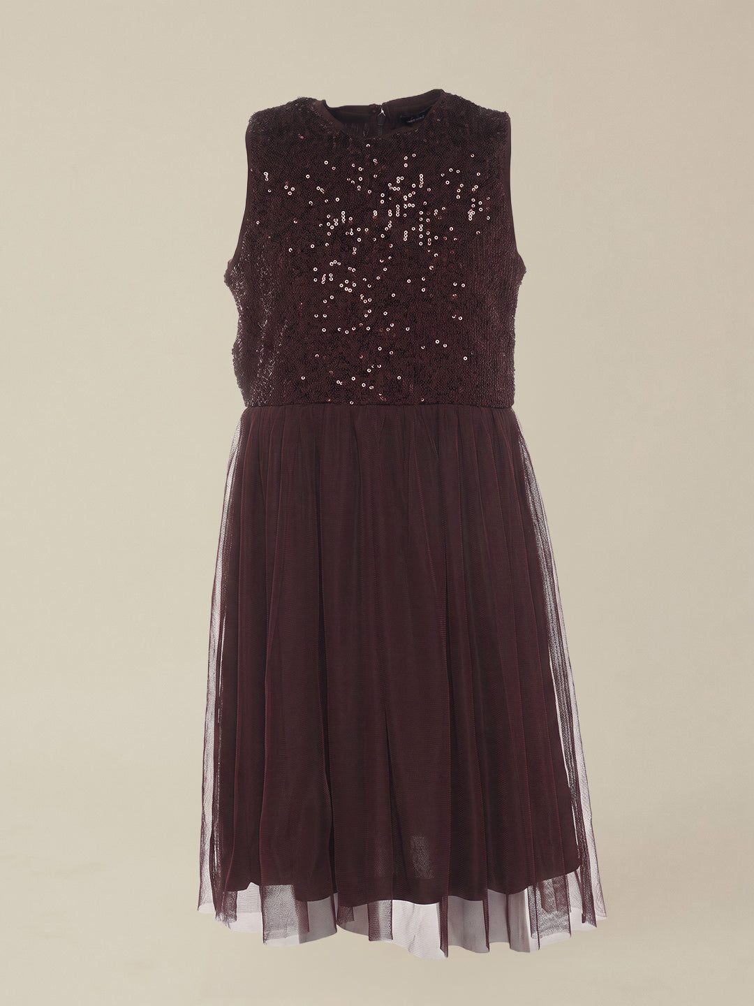 GIRLS Red Embellished Mesh Dress