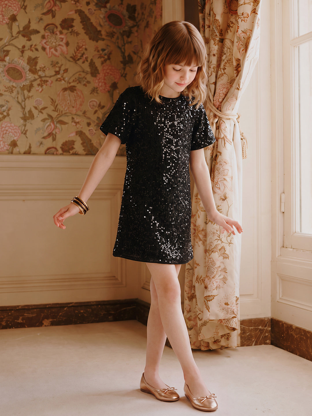 GIRLS Black Embellished Dress