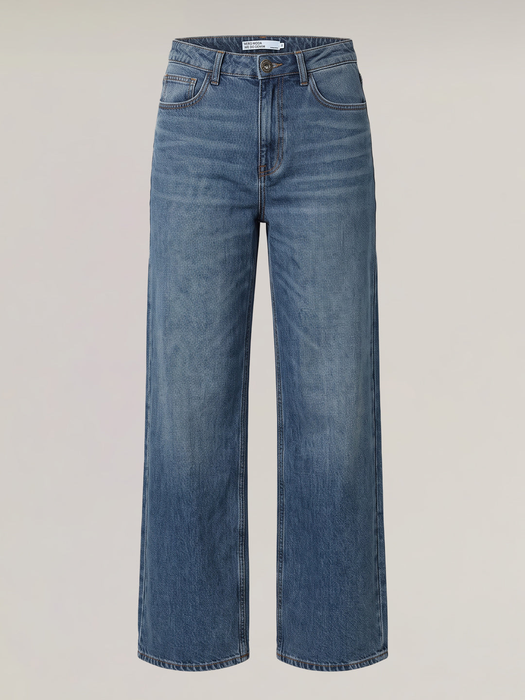 Mid Blue Wash Wide Leg Jeans