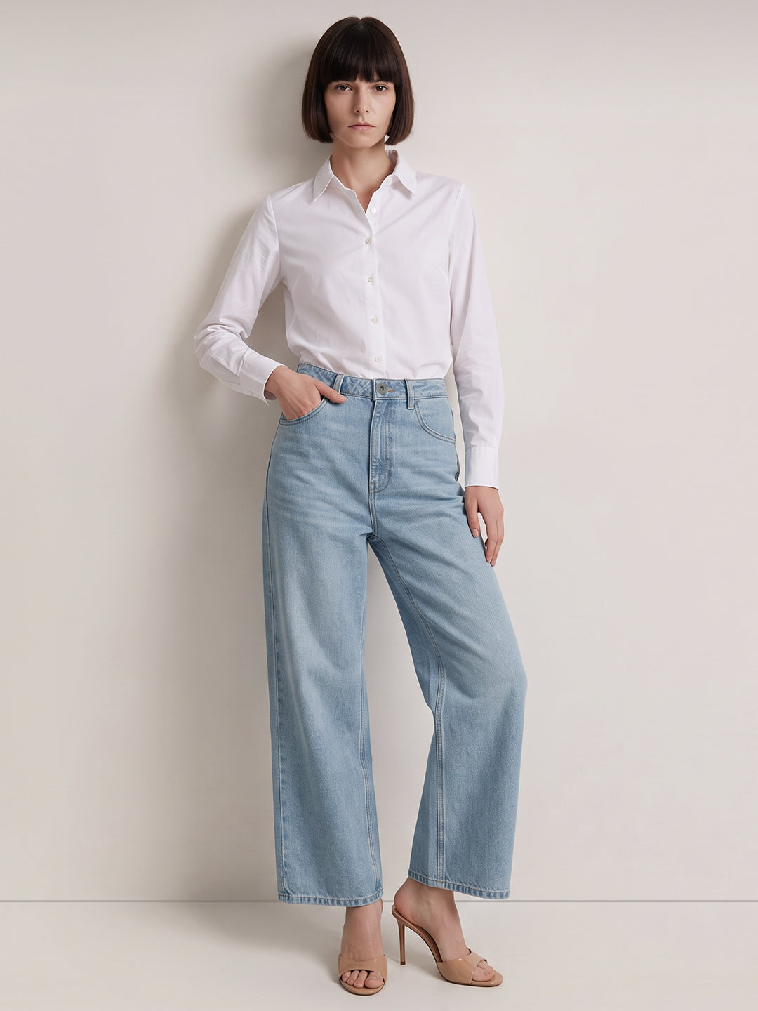 Light Blue Wash Wide Leg Jeans