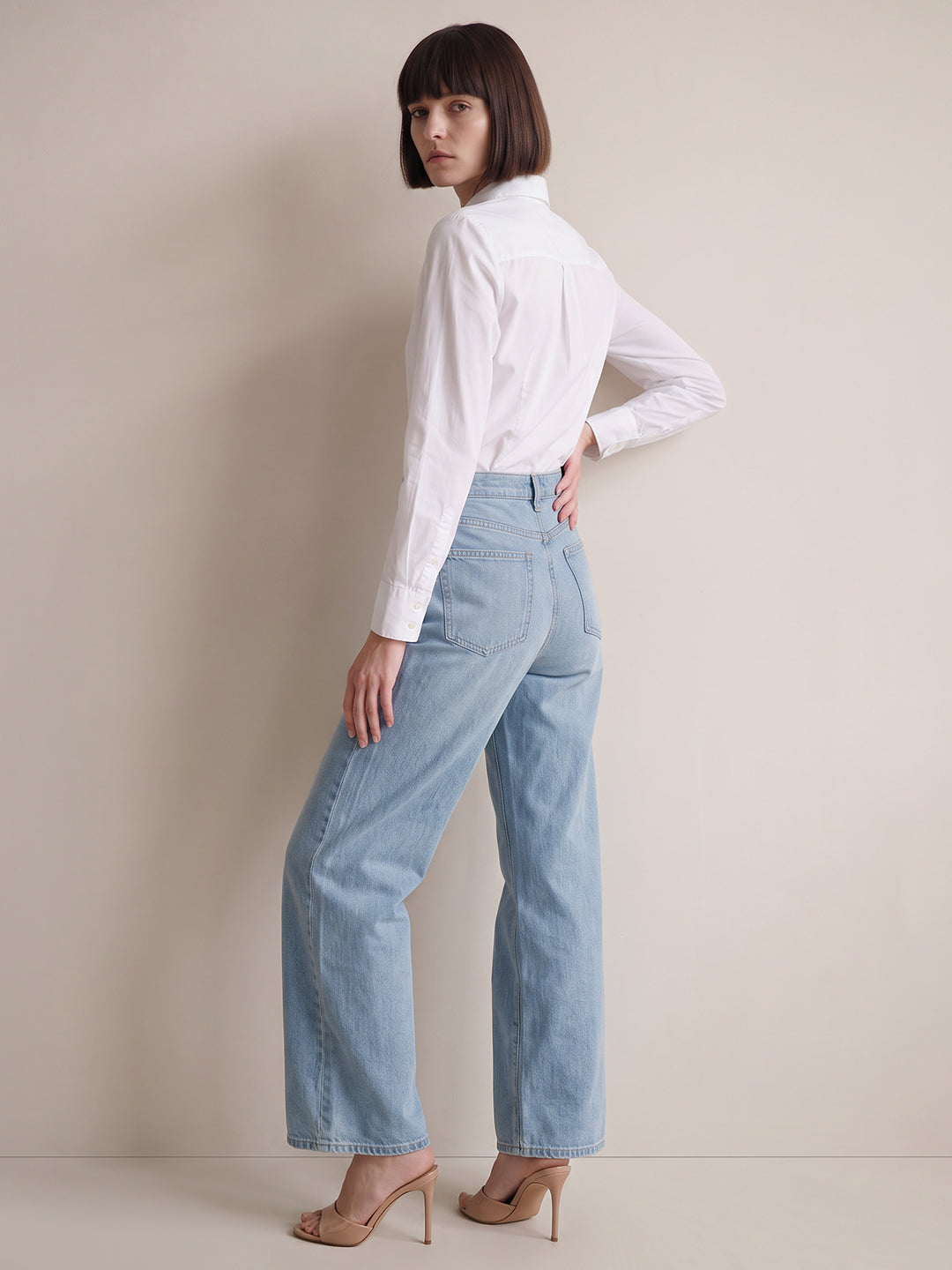 Light Blue Wash Wide Leg Jeans