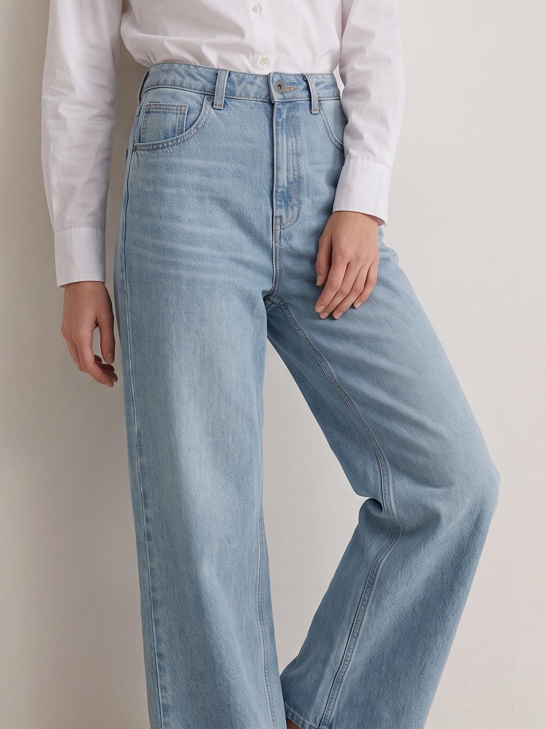 Light Blue Wash Wide Leg Jeans