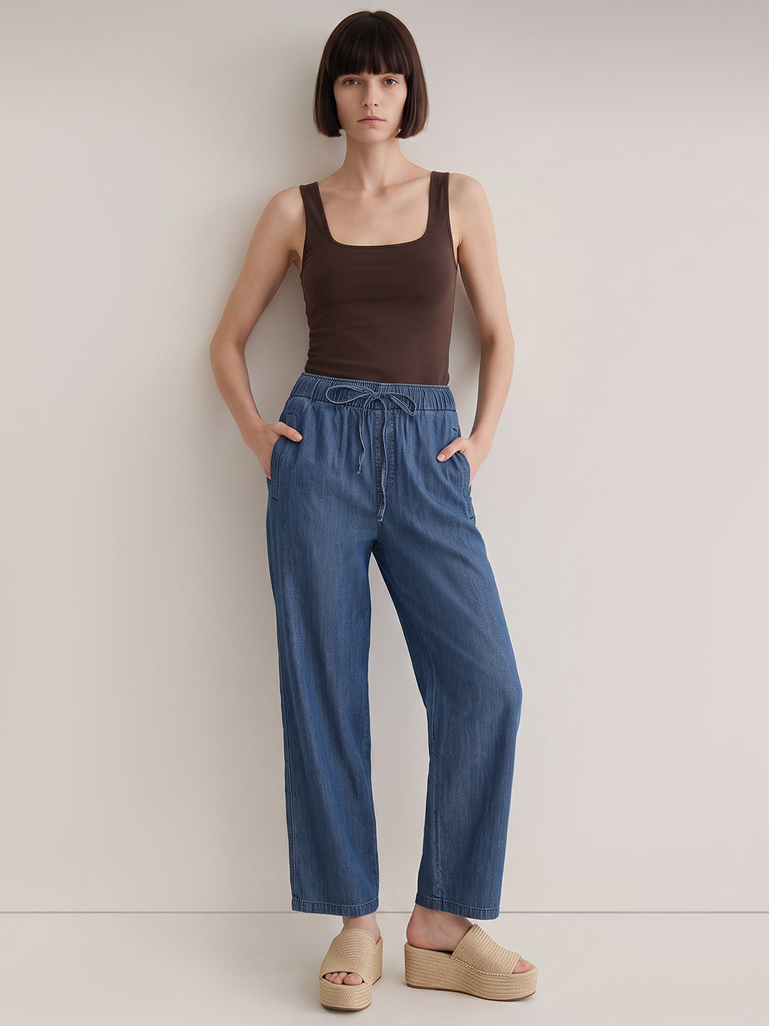 Dark Blue Wide Leg Jeans