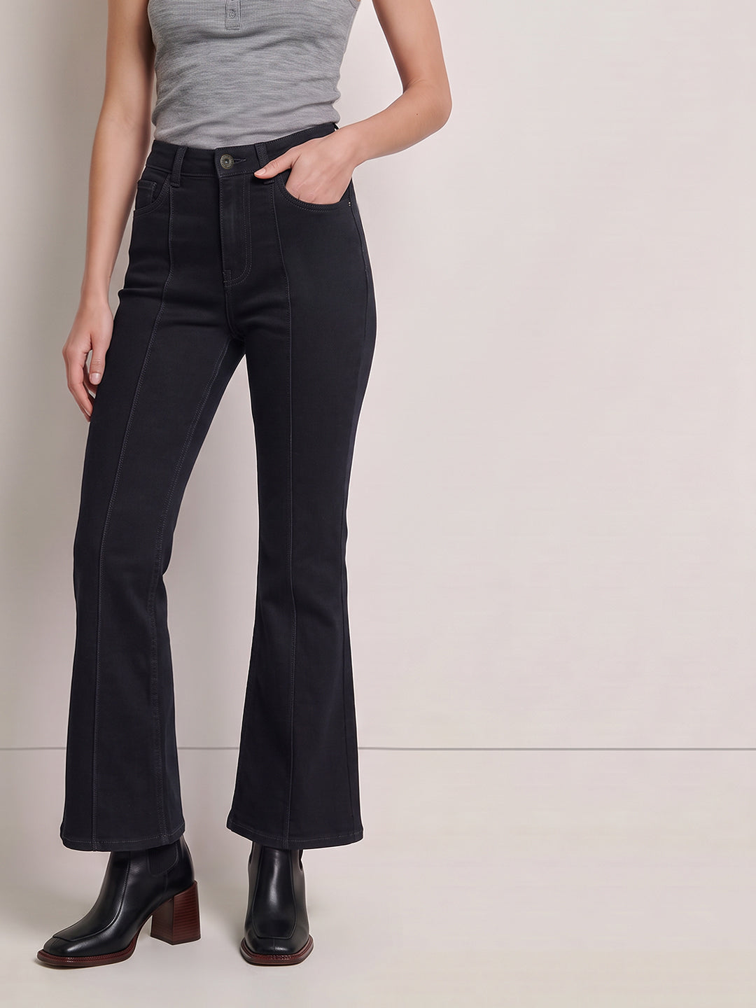 Dark Blue High Rise Bootcut Jeans