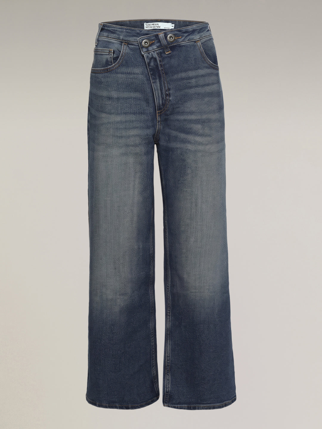 Mid Blue High Rise Wide Leg Jeans