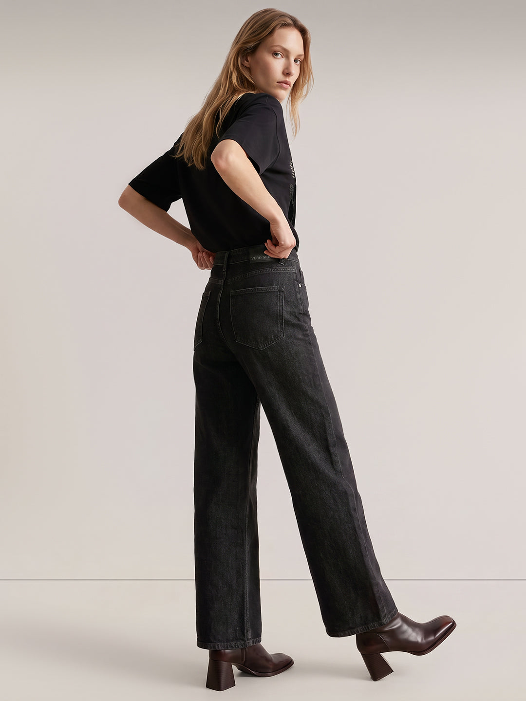 Black Wash Wide Leg Jeans