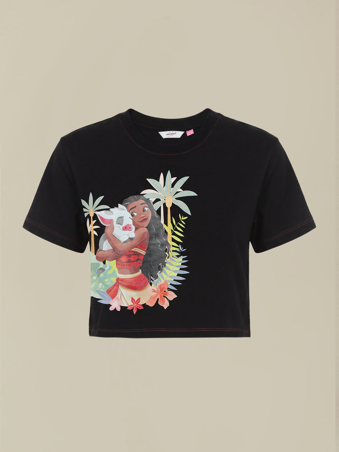 Girls Moana Print Cotton T-Shirt