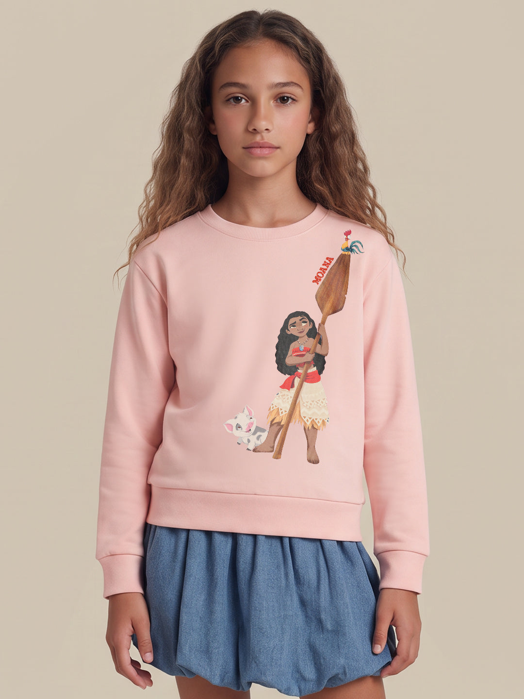 Girls Moana Pink Printed Sweatshirt