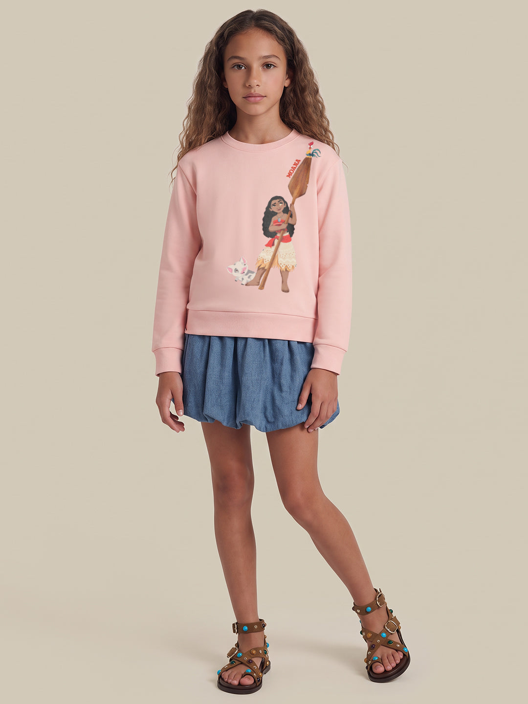 Girls Moana Pink Printed Sweatshirt