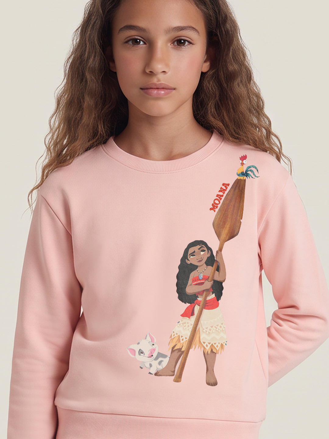 Girls Moana Pink Printed Sweatshirt