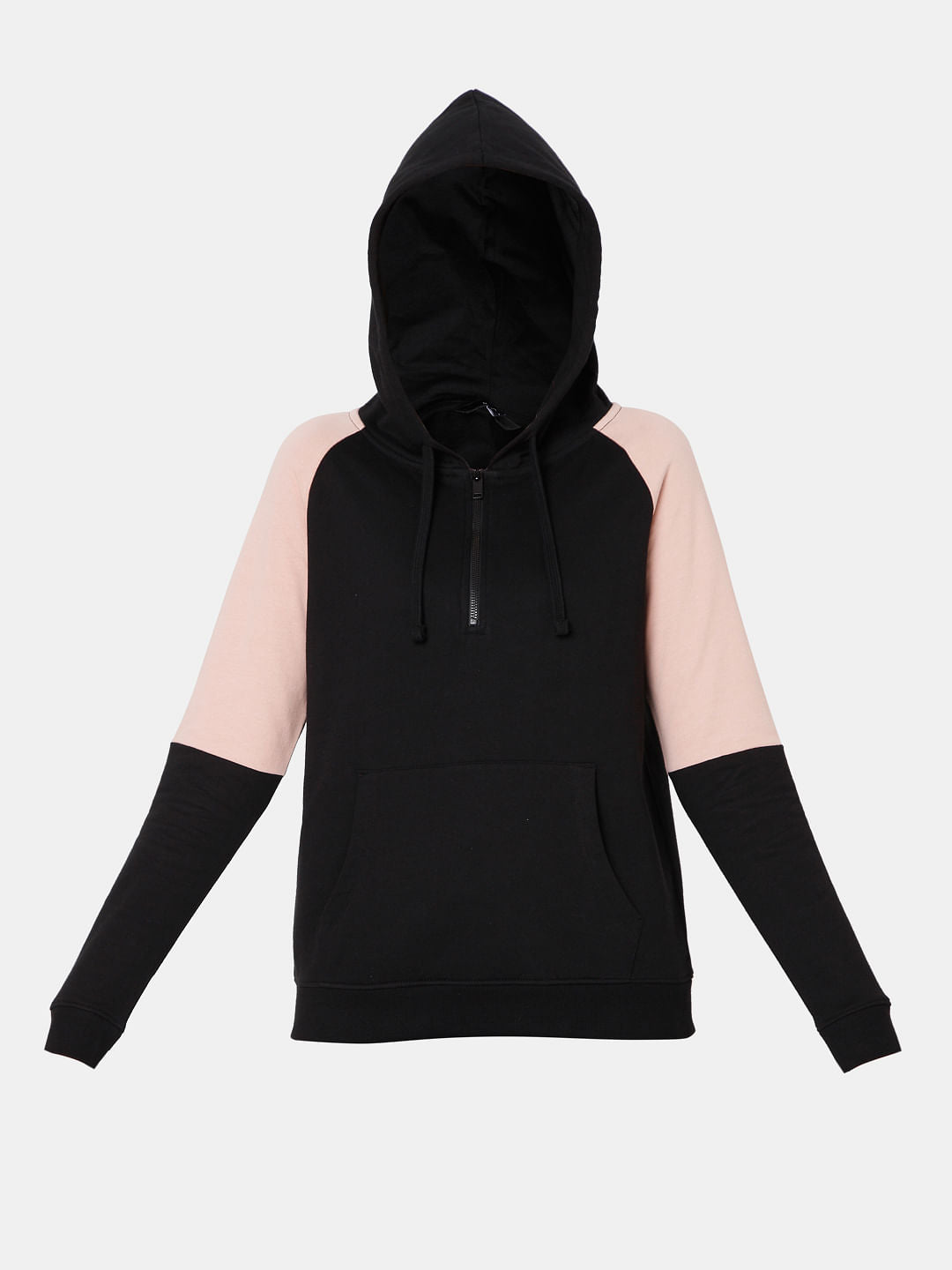 Black Colourblocked Hooded Sweatshirt