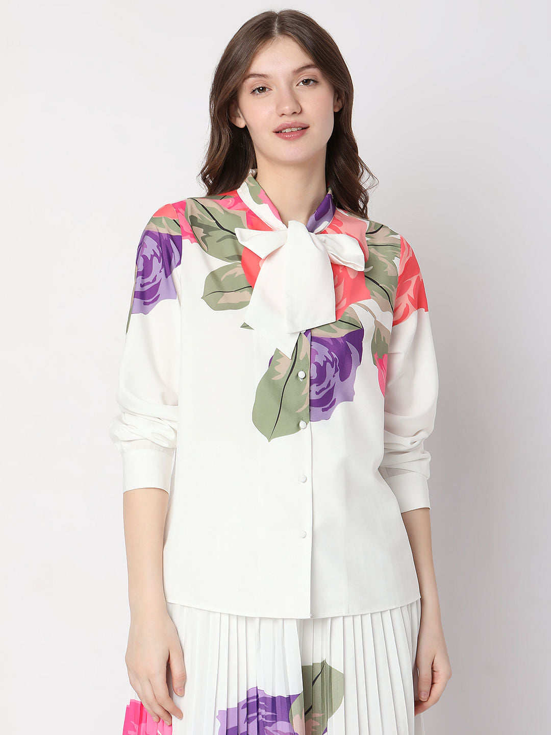 White Floral Co-Ord Shirt