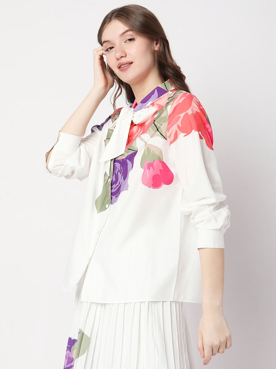 White Floral Co-Ord Shirt