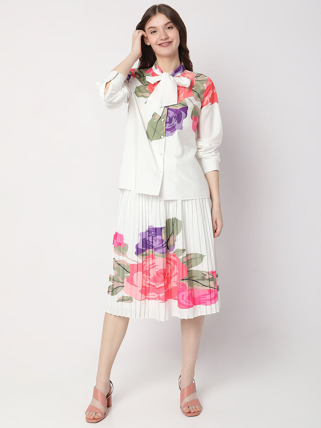 White Floral Co-Ord Shirt