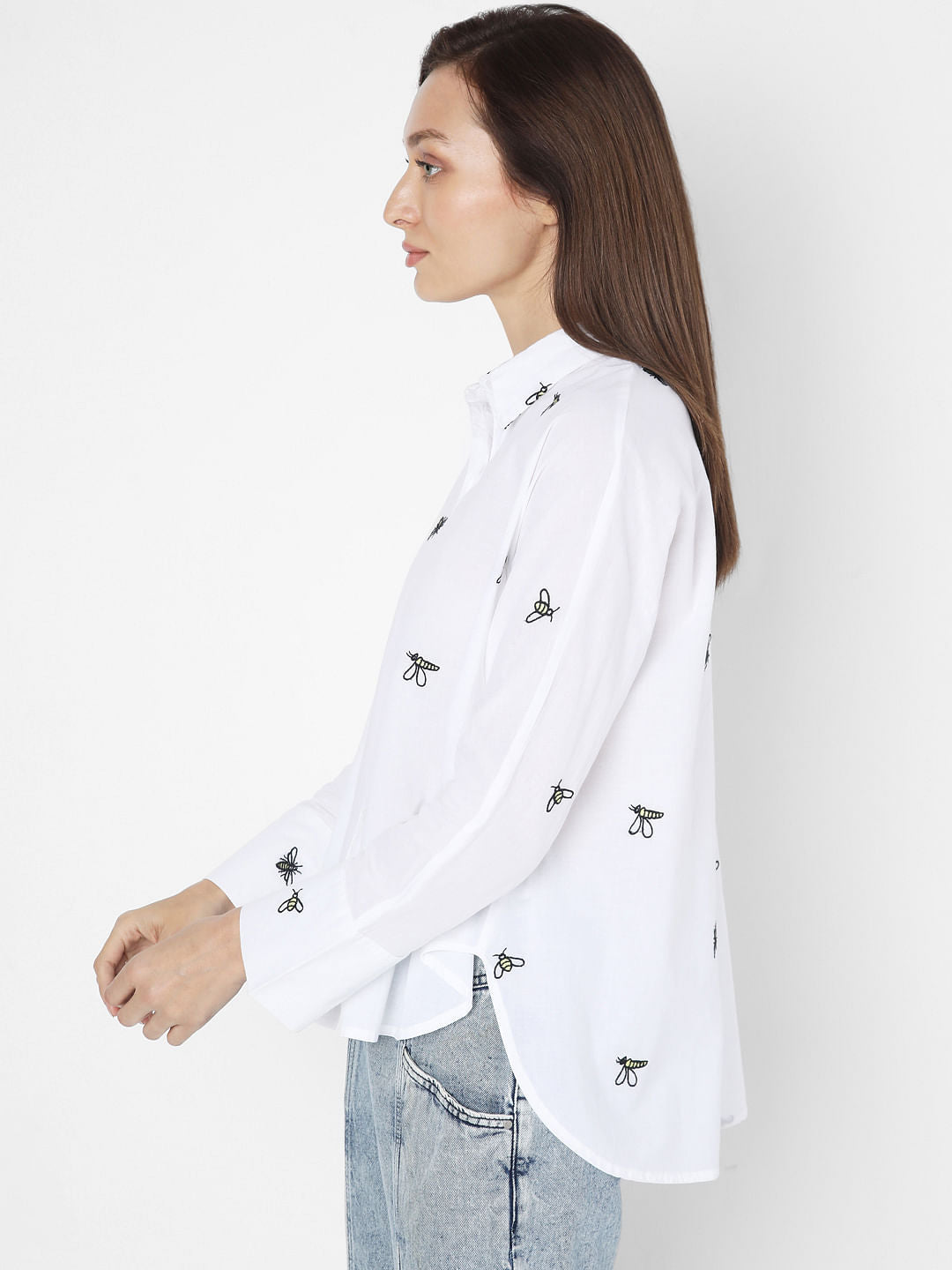White Bee Print Shirt