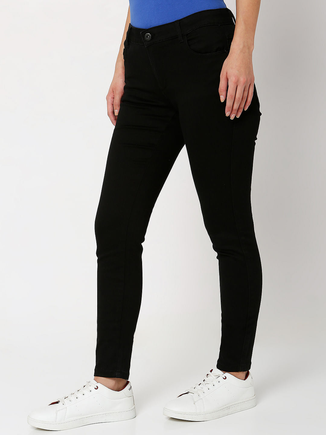 Black Mid Rise Wendy Skinny Jeans