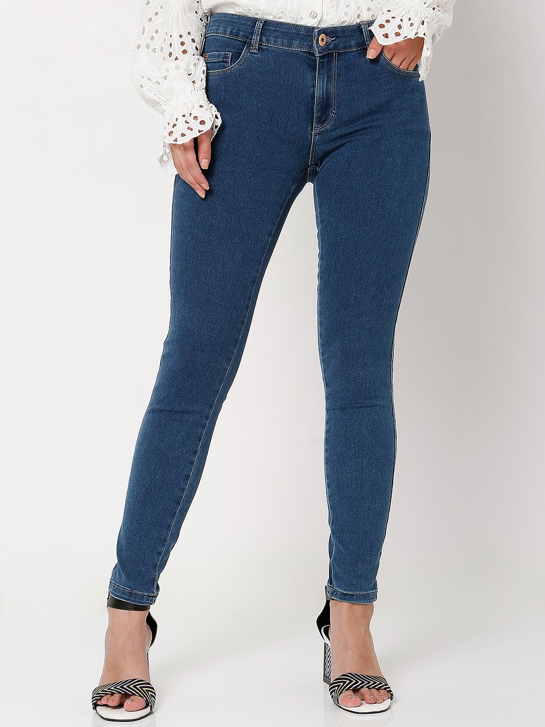 Blue Mid Rise Wendy Skinny Jeans