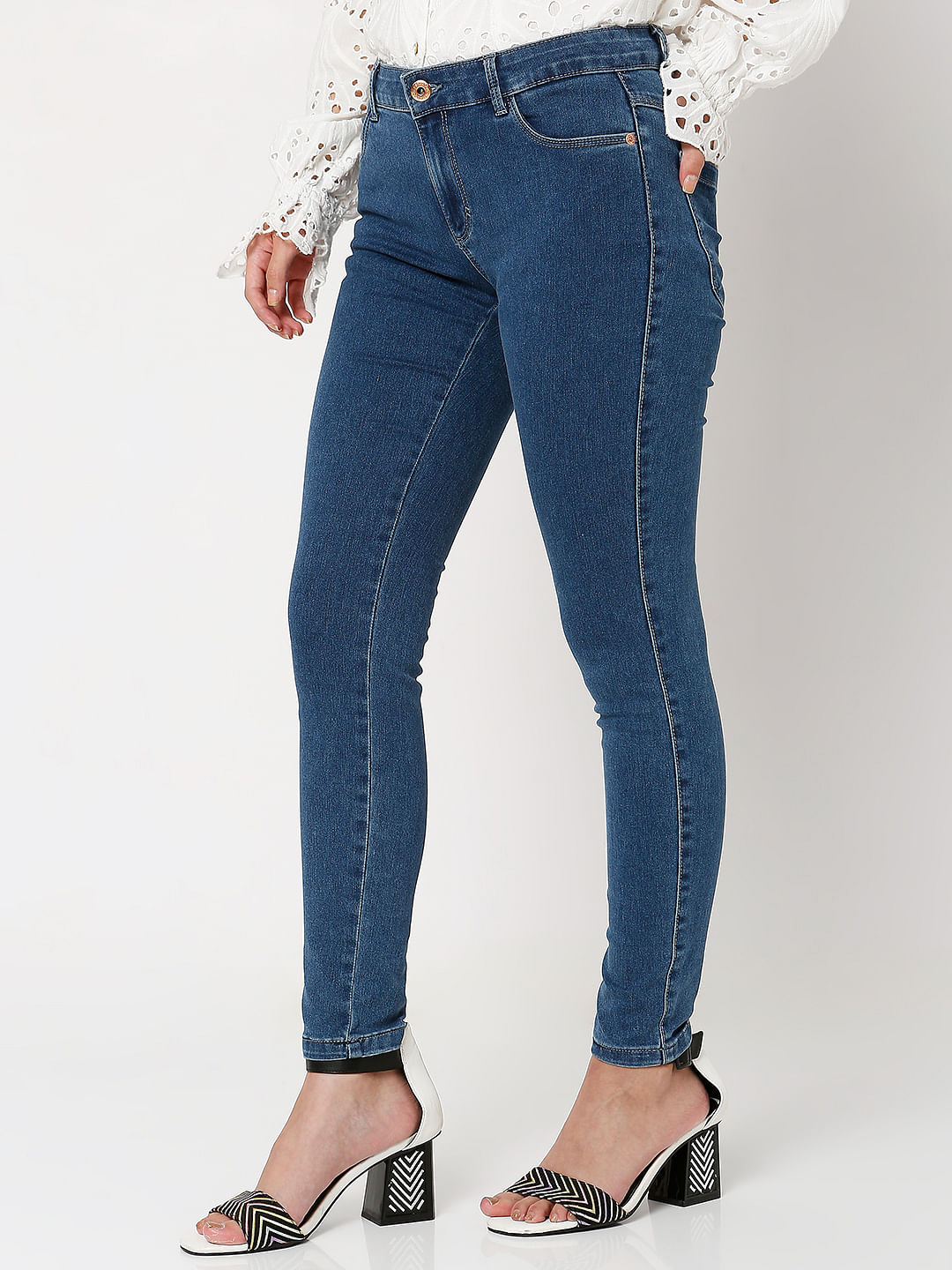 Blue Mid Rise Wendy Skinny Jeans