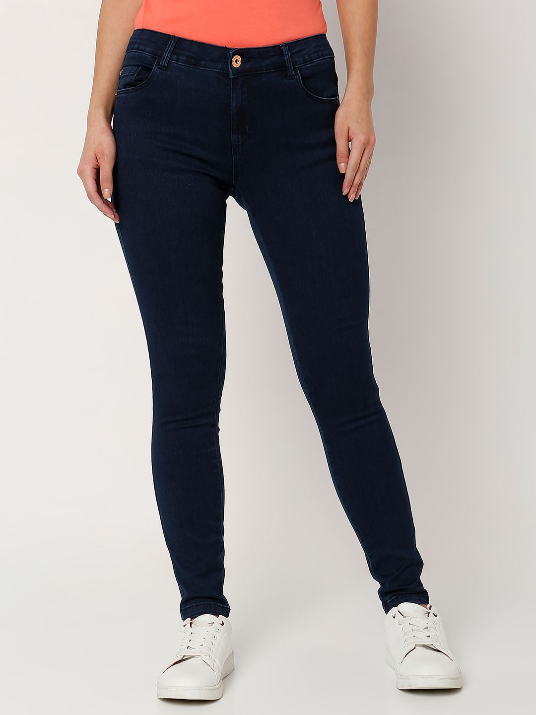 Dark Blue Mid Rise Wendy Skinny Jeans