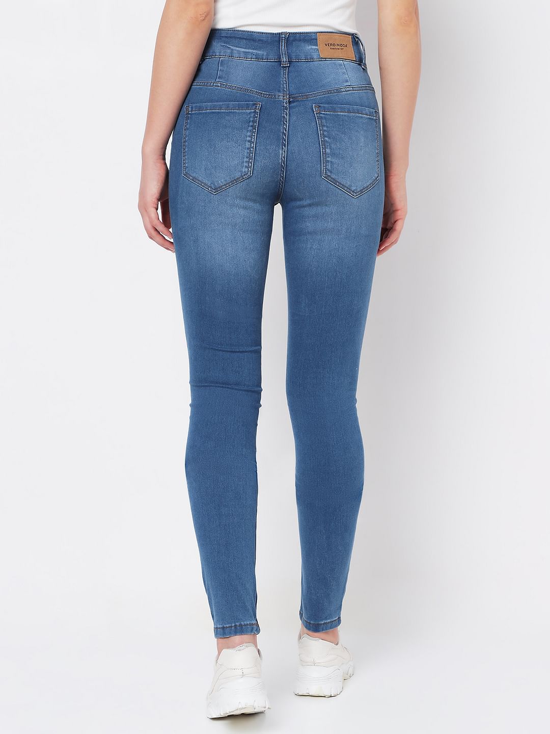 Blue High Rise Buttoned Wendy Skinny Jeans