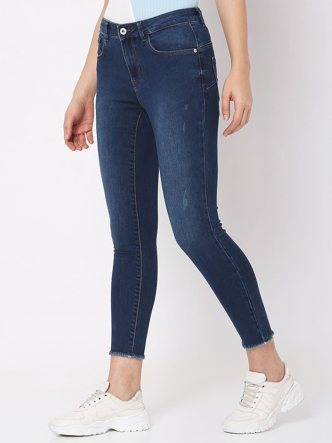 Blue Mid Rise Pushup Wendy Skinny Jeans
