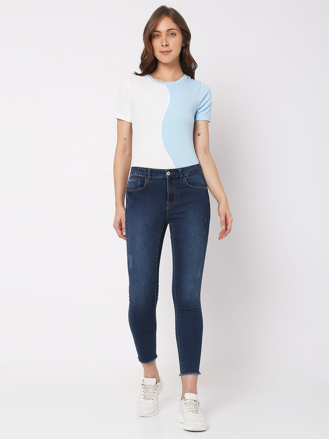 Blue Mid Rise Pushup Wendy Skinny Jeans