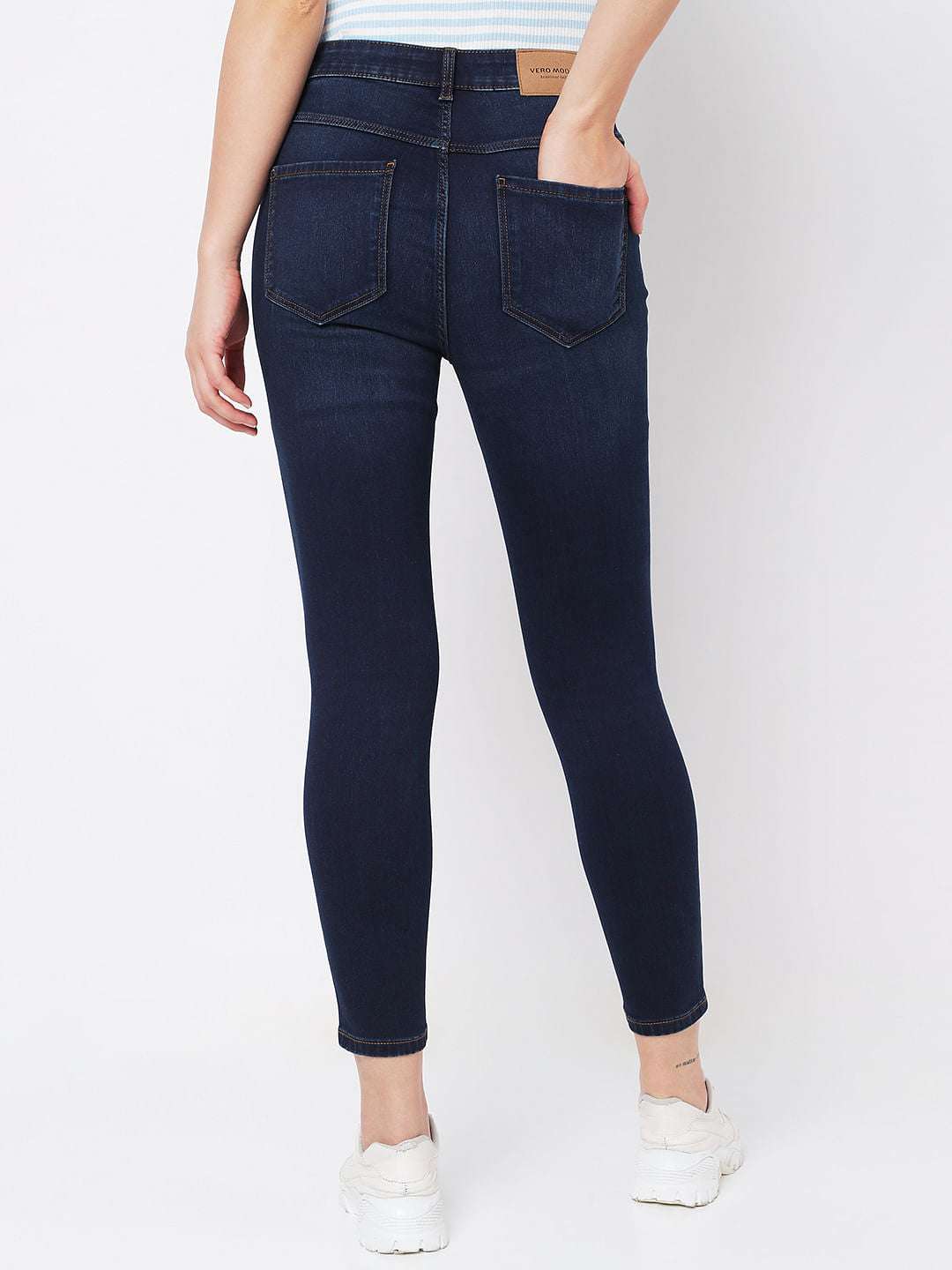 Dark Blue High Rise Distressed Wendy Skinny Jeans