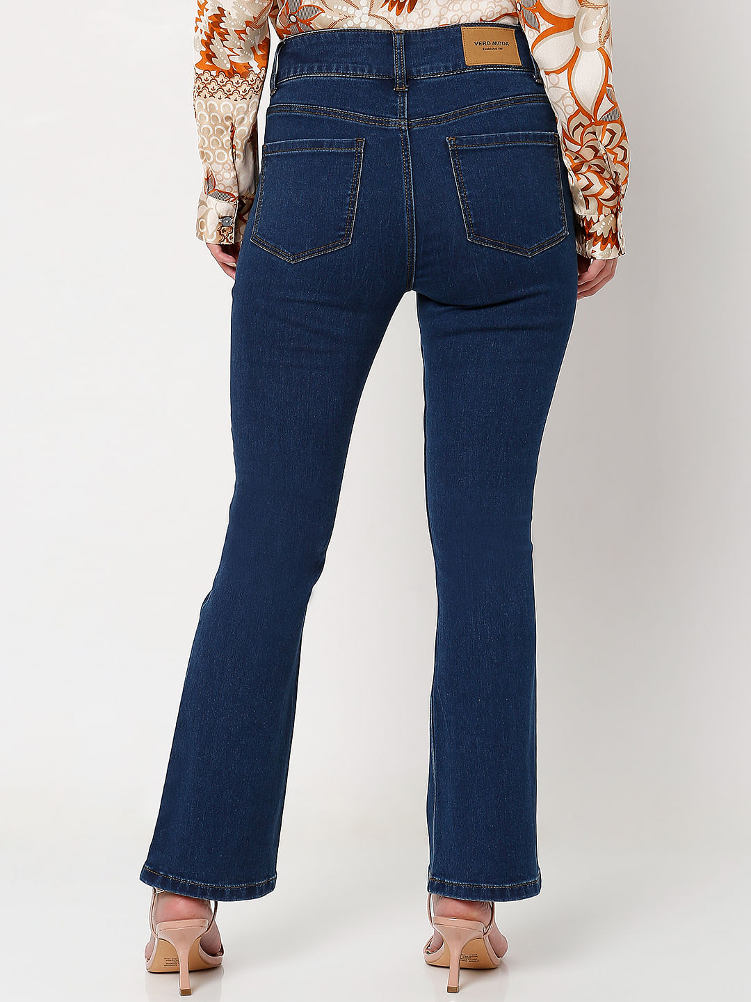 Blue High Rise Twin Button Petra Bootcut Jeans