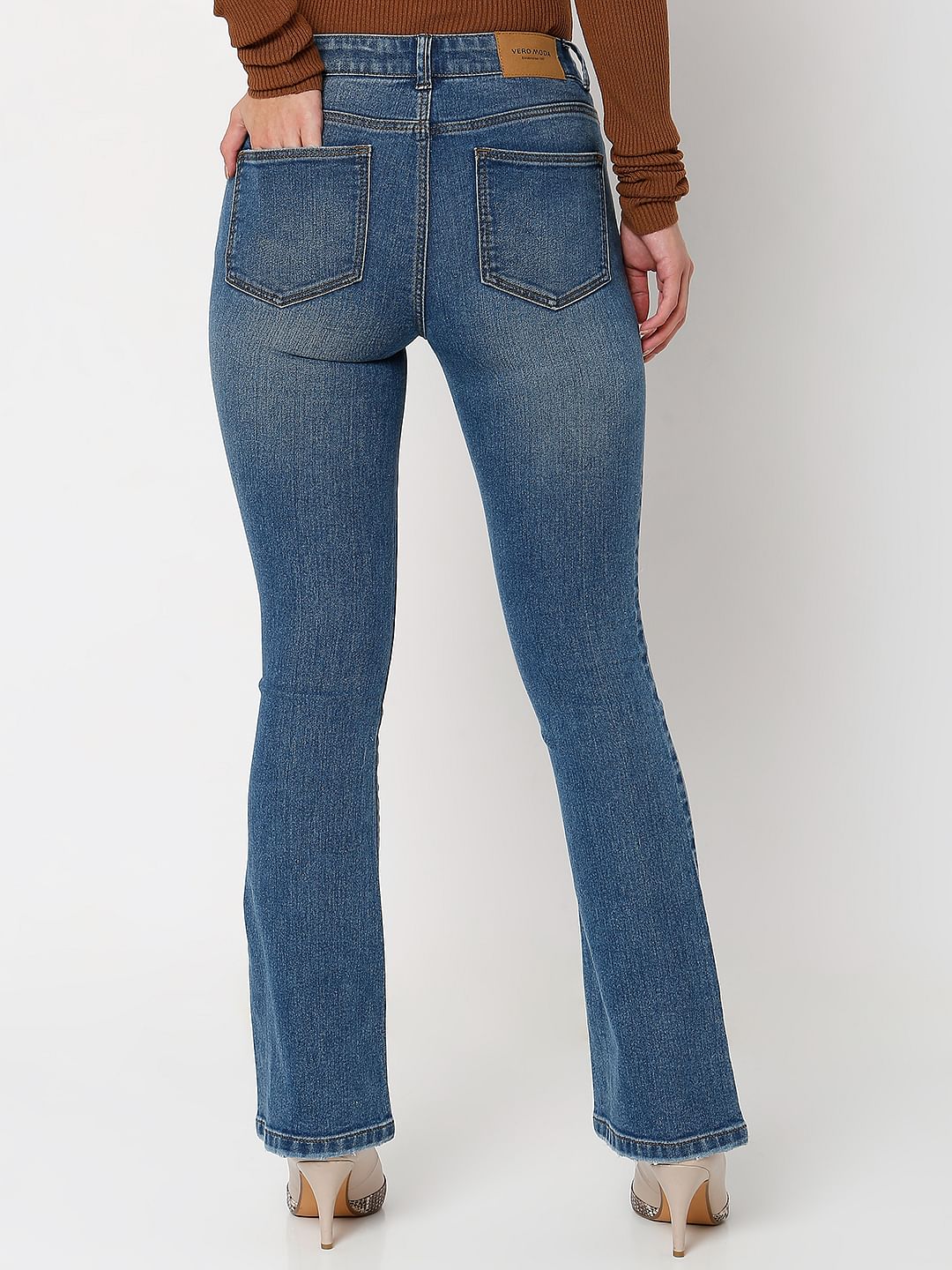 Blue Mid Rise Petra Bootcut Jeans