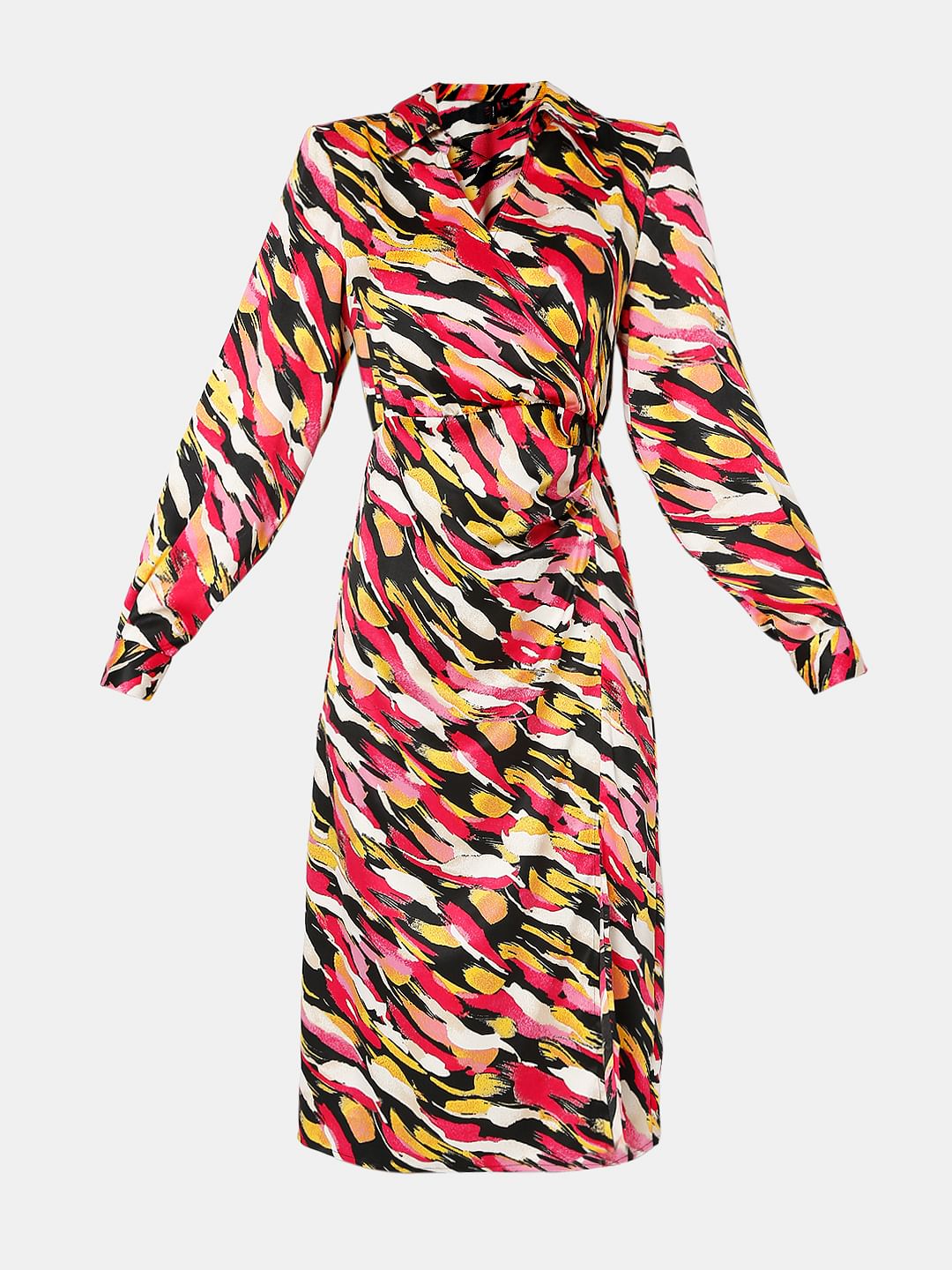 Multi-Colour Abstract Print Shirt Dress