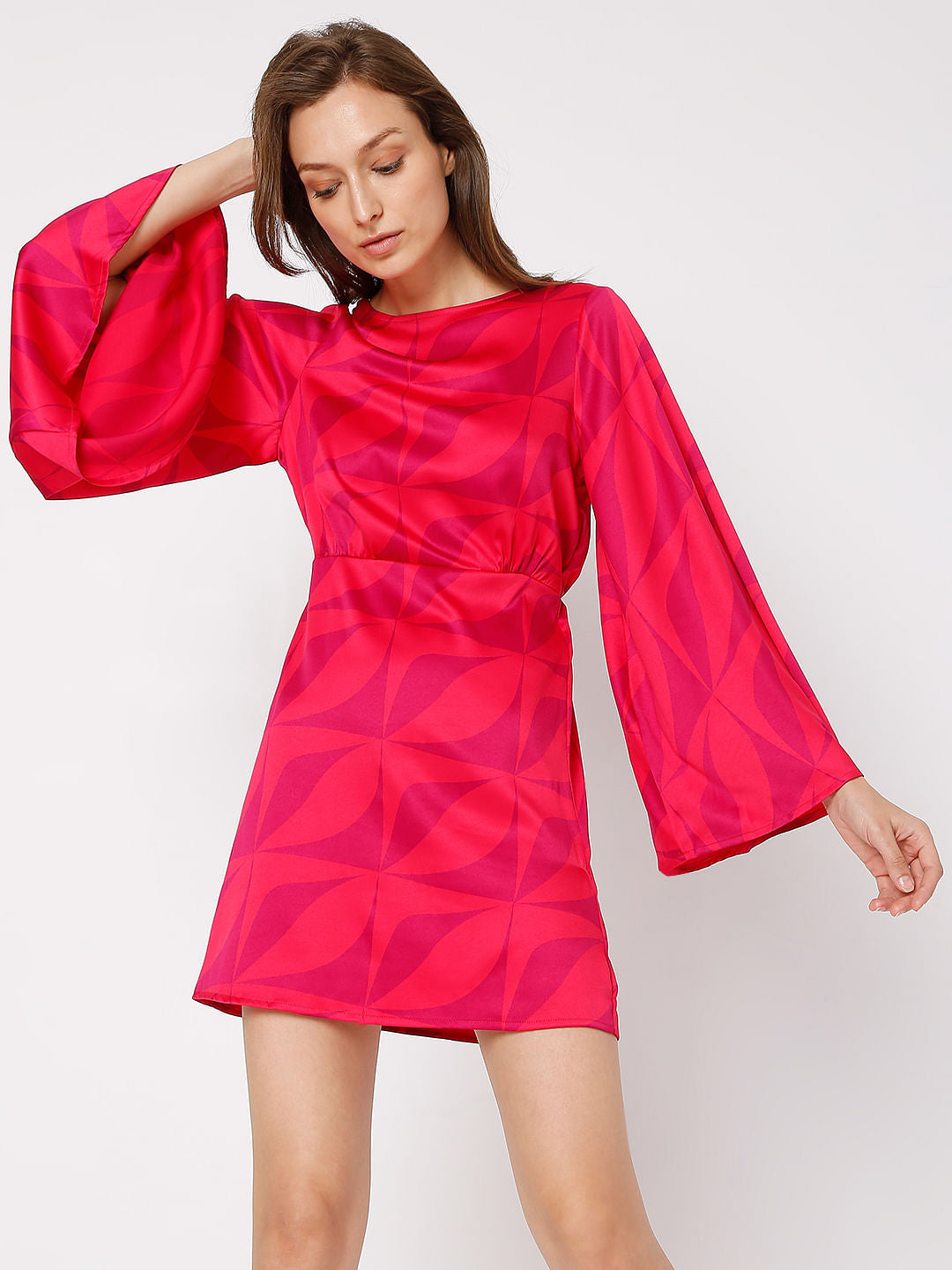 Red Abstract Print Mini Dress