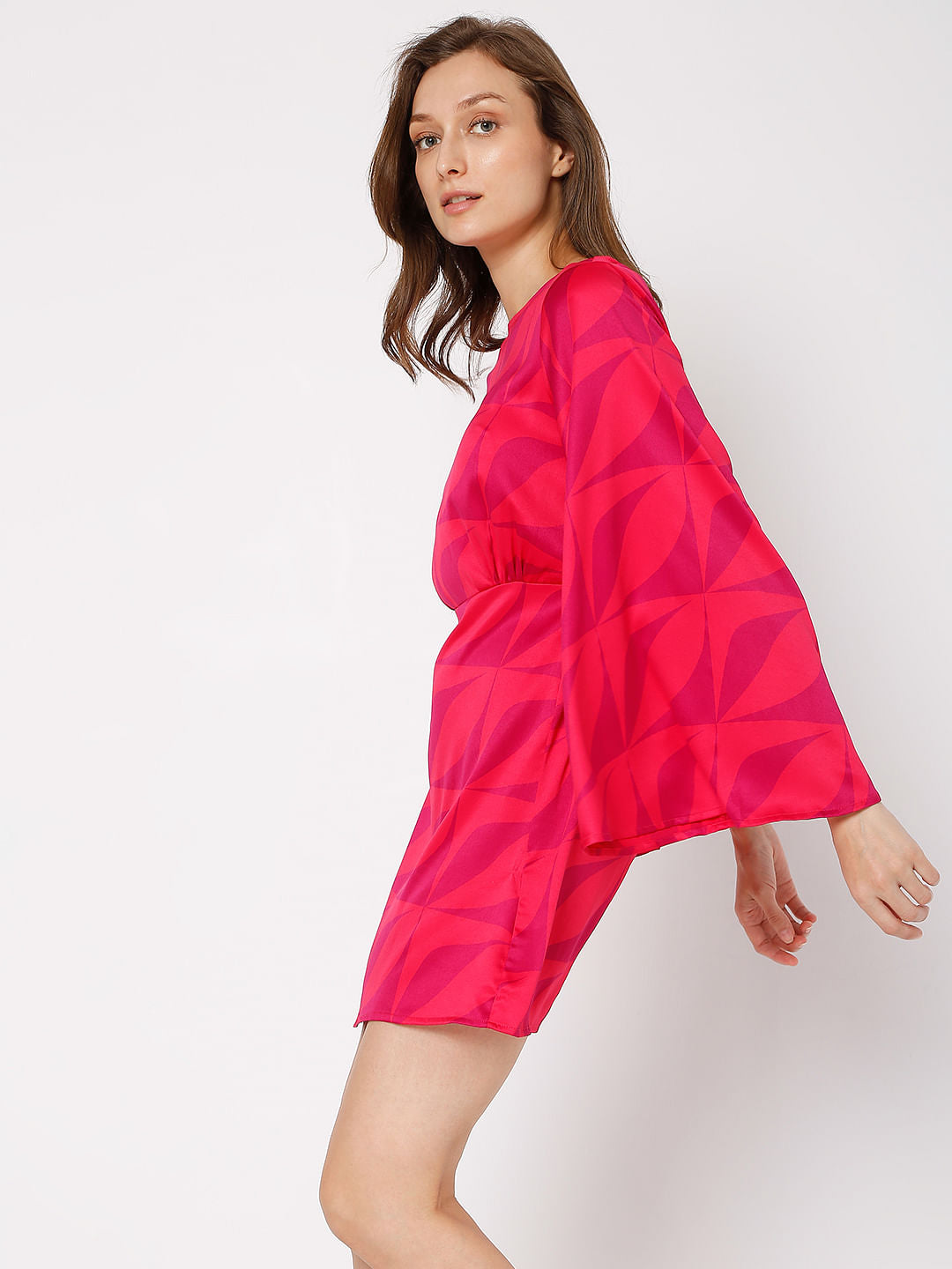 Red Abstract Print Mini Dress