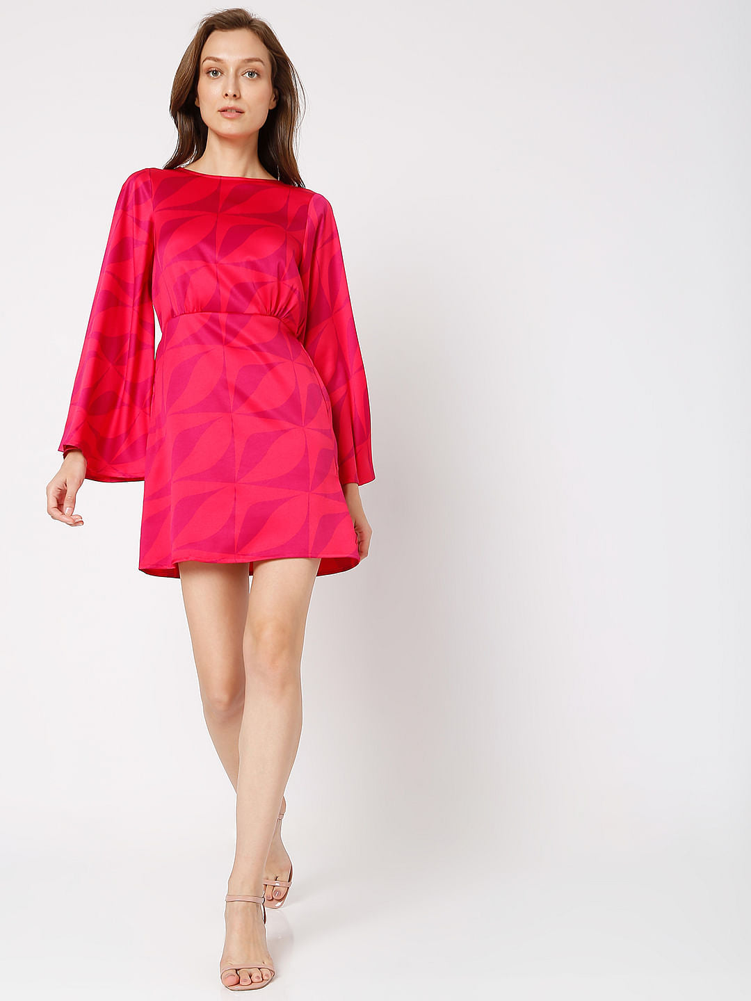 Red Abstract Print Mini Dress