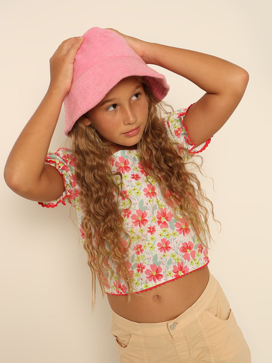 Girls Pink Floral Top - 4Y