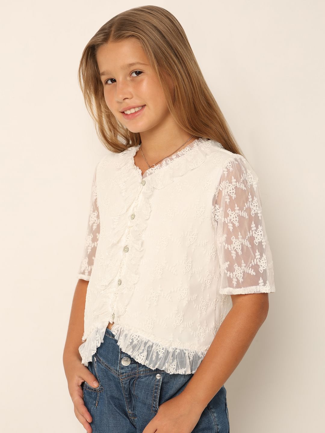 White Lace Top - 4Y