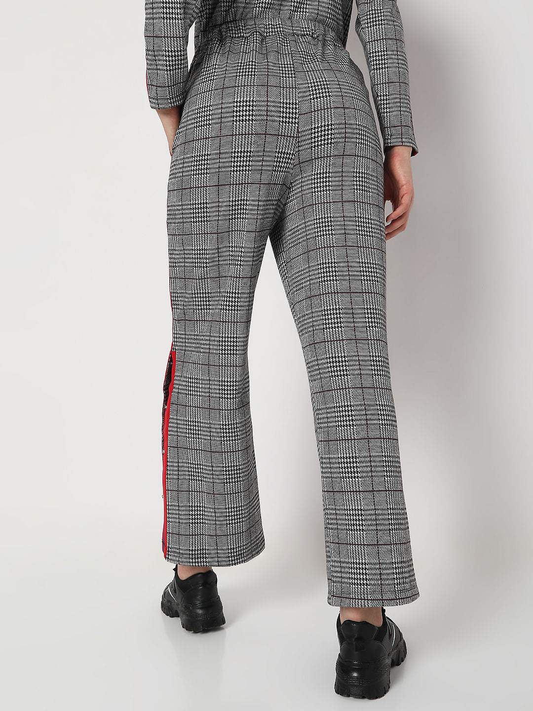 Grey High Rise Check Co-Ord Sweatpants