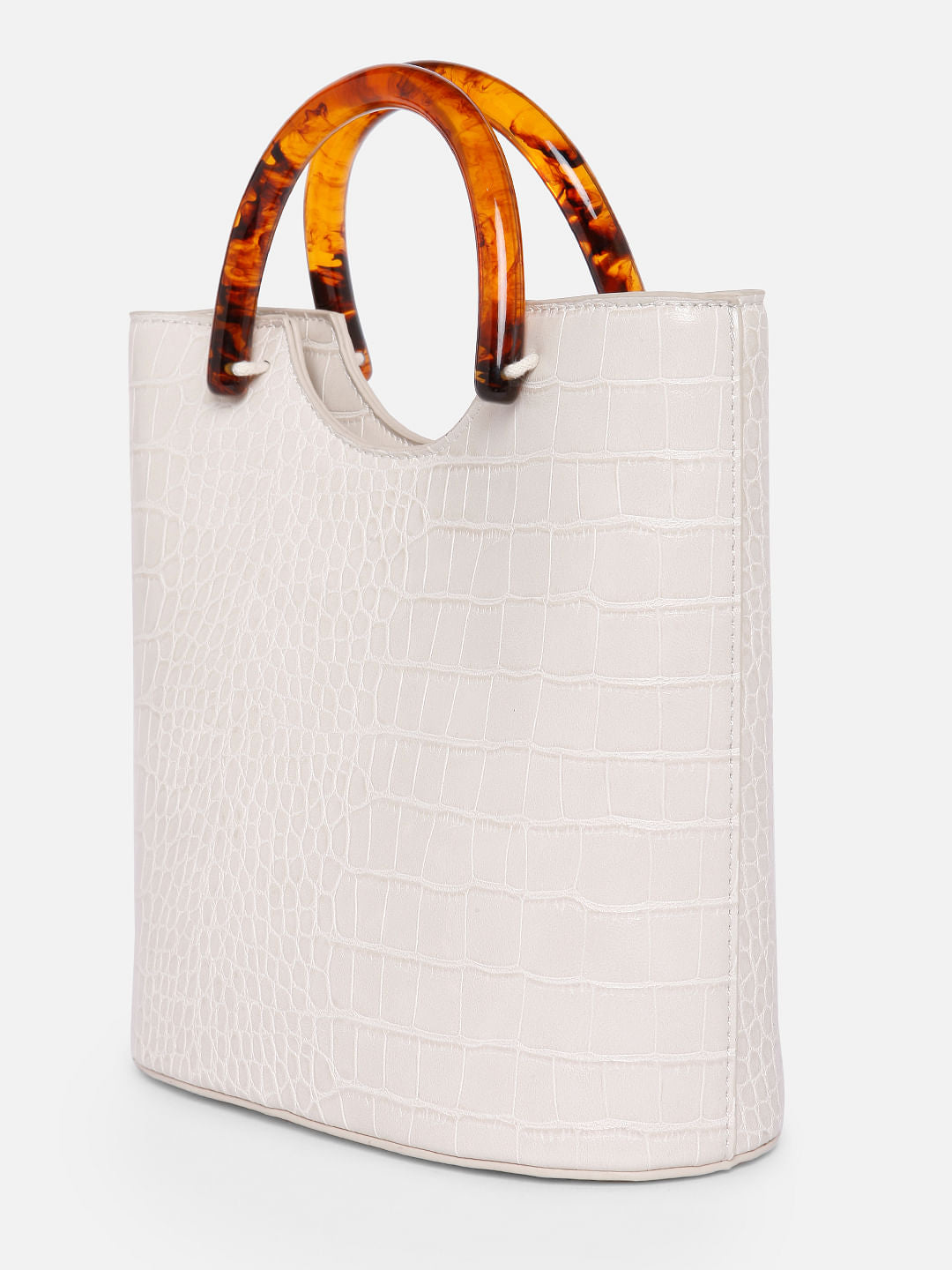 White Croc Embossed Tote Bag