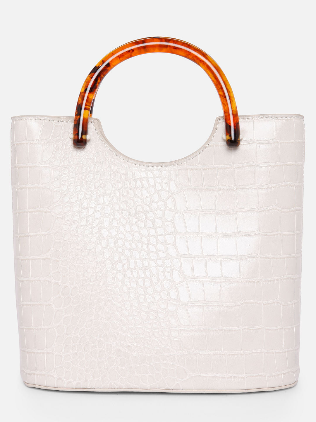 White Croc Embossed Tote Bag