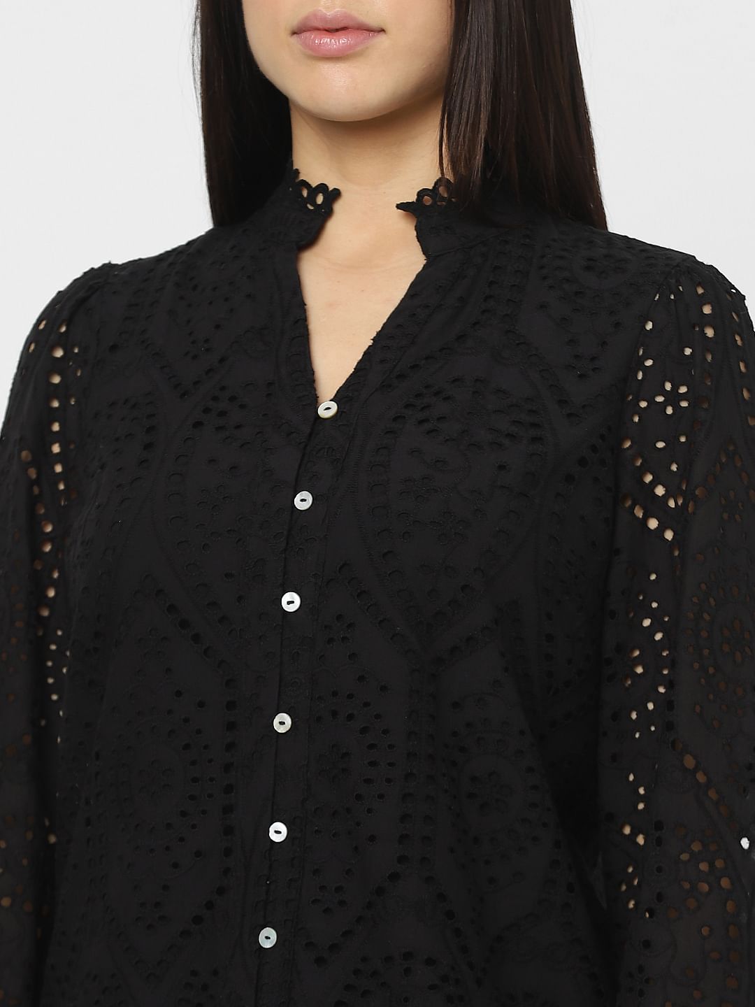Black Lace Cotton Top