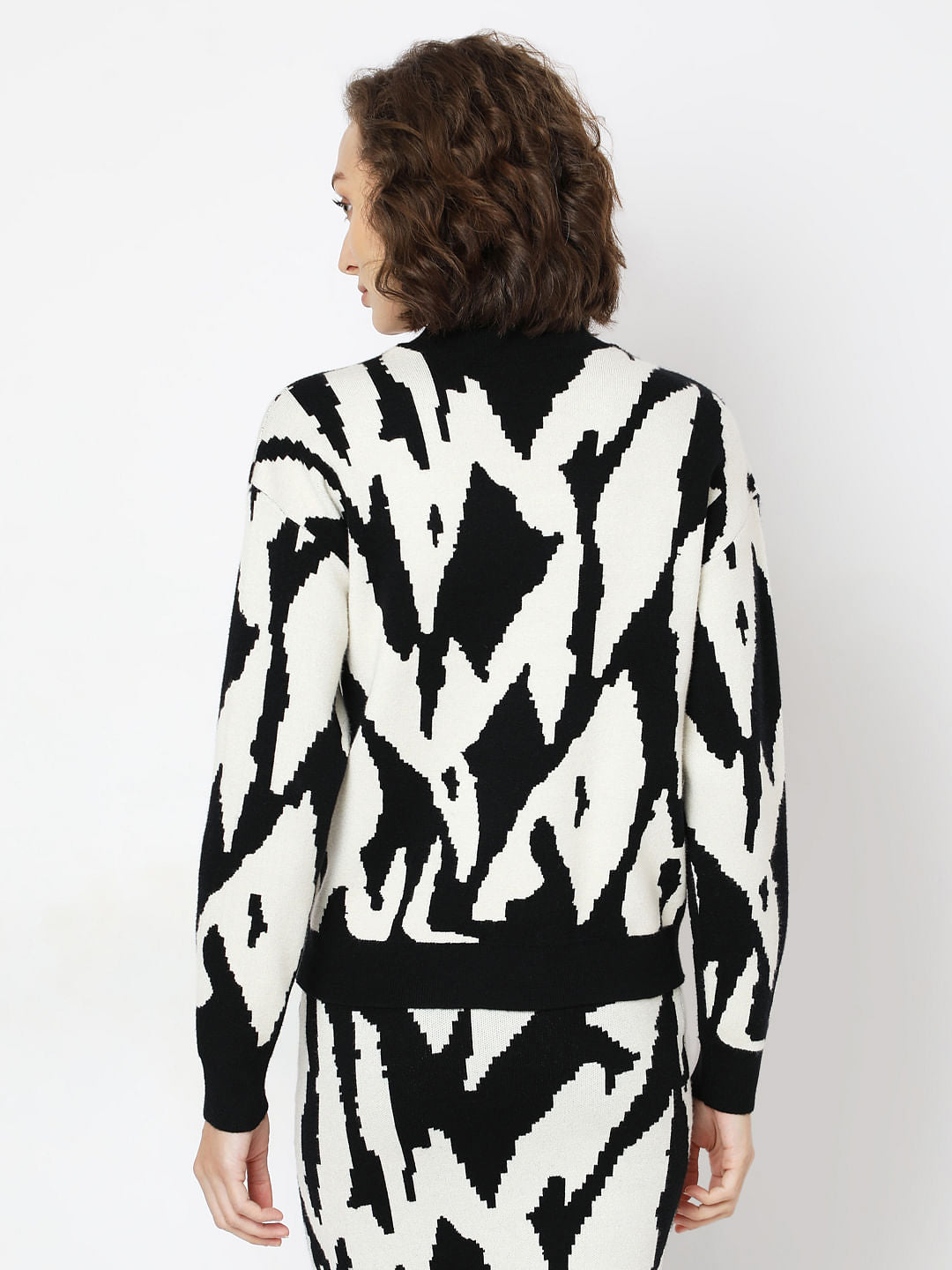 Monochrome High Neck Co-Ord Set Pullover