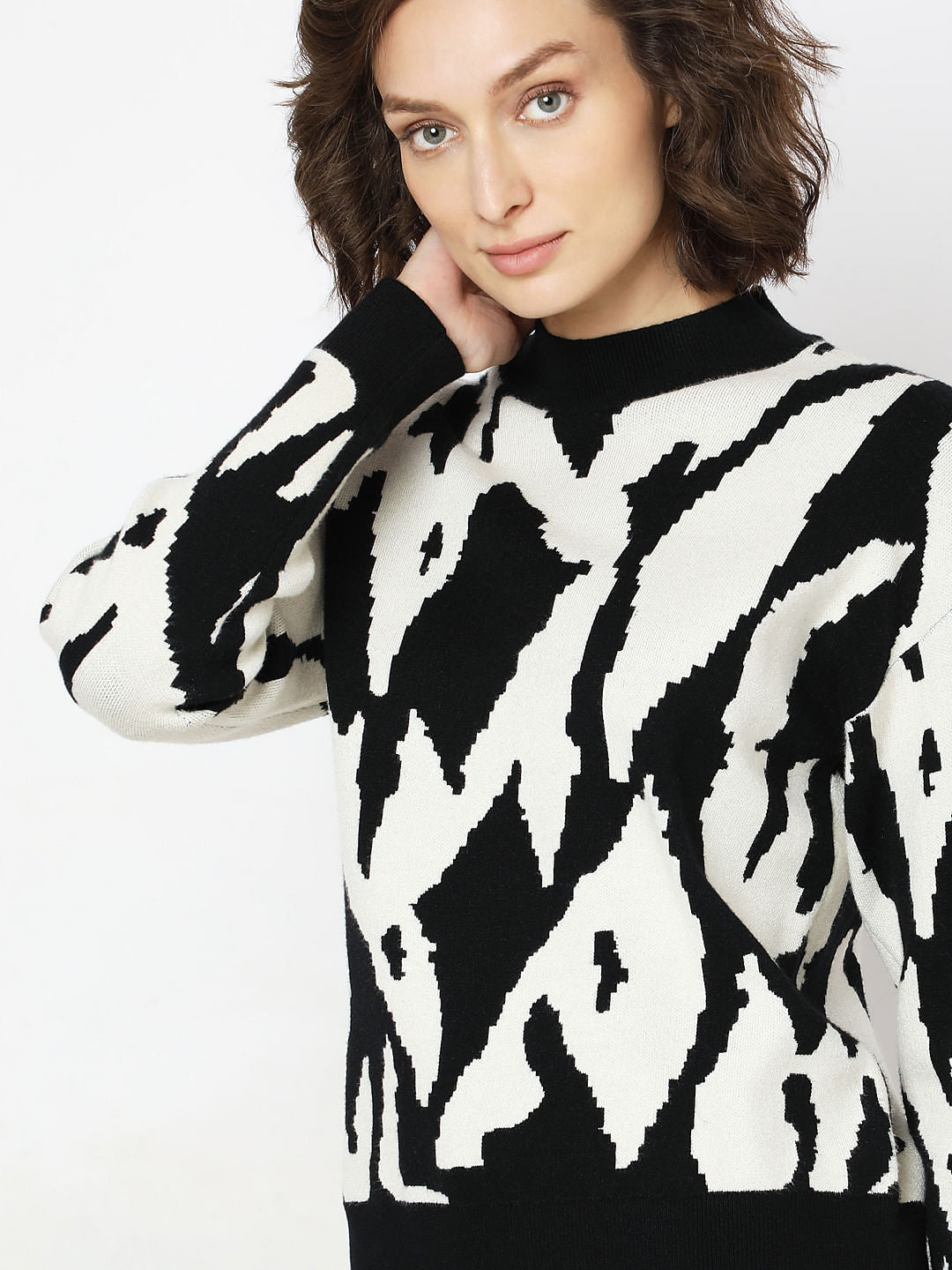 Monochrome High Neck Co-Ord Set Pullover