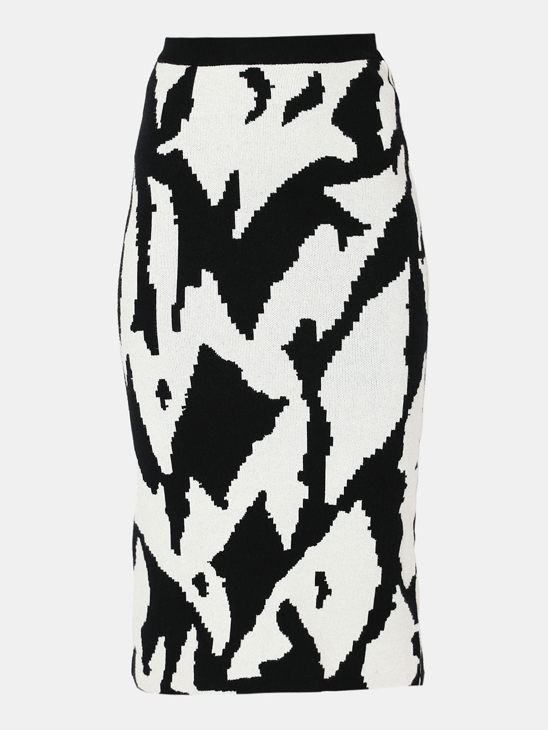 Monochrome High Rise Co-Ord Set Skirt