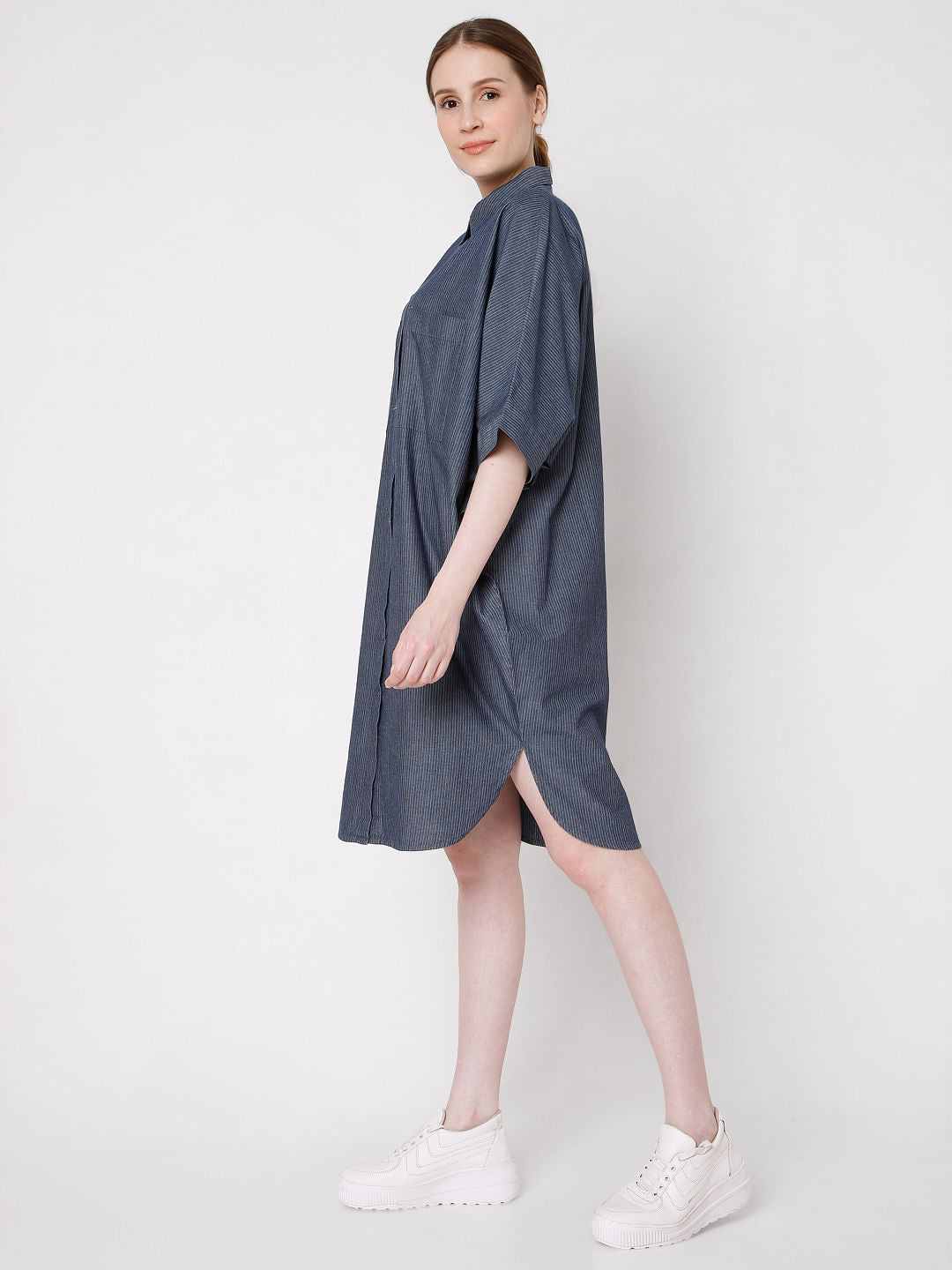 Blue Striped Shirt Dress
