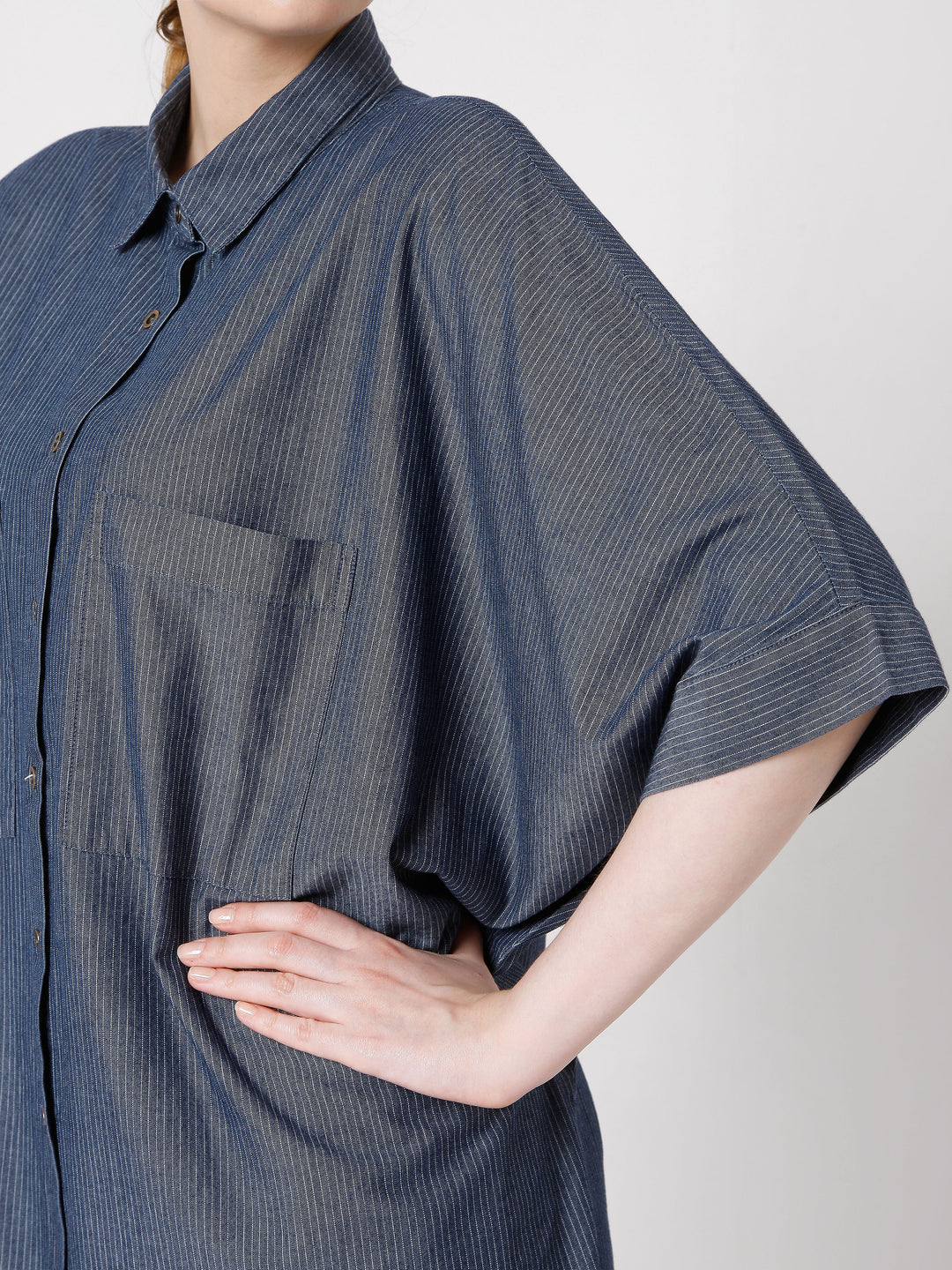 Blue Striped Shirt Dress