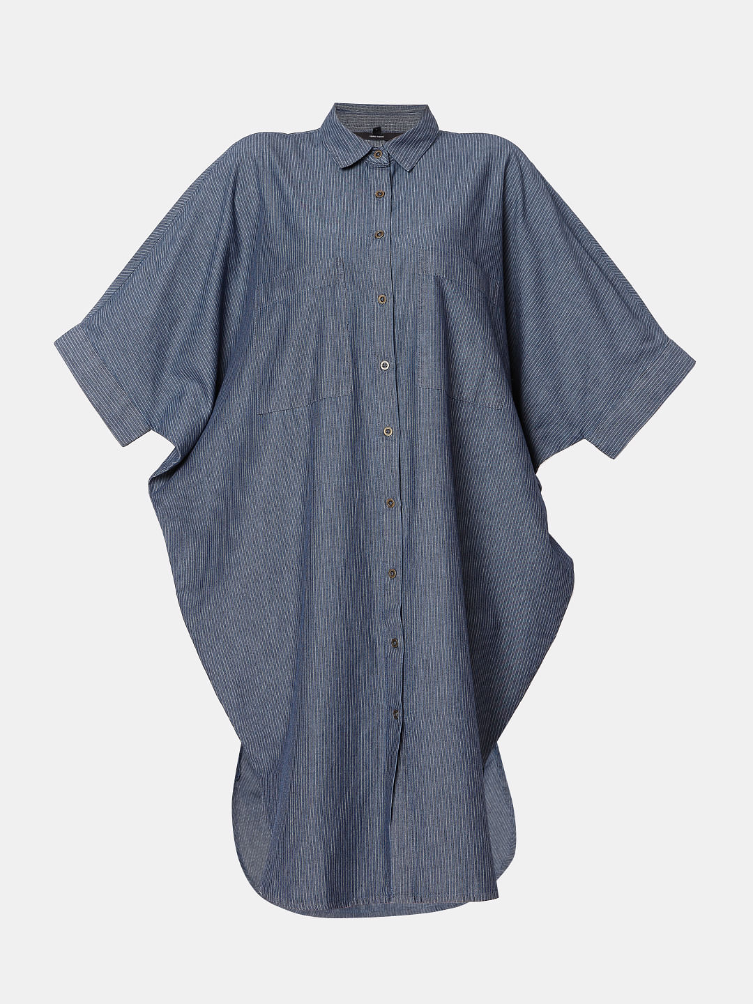 Blue Striped Shirt Dress