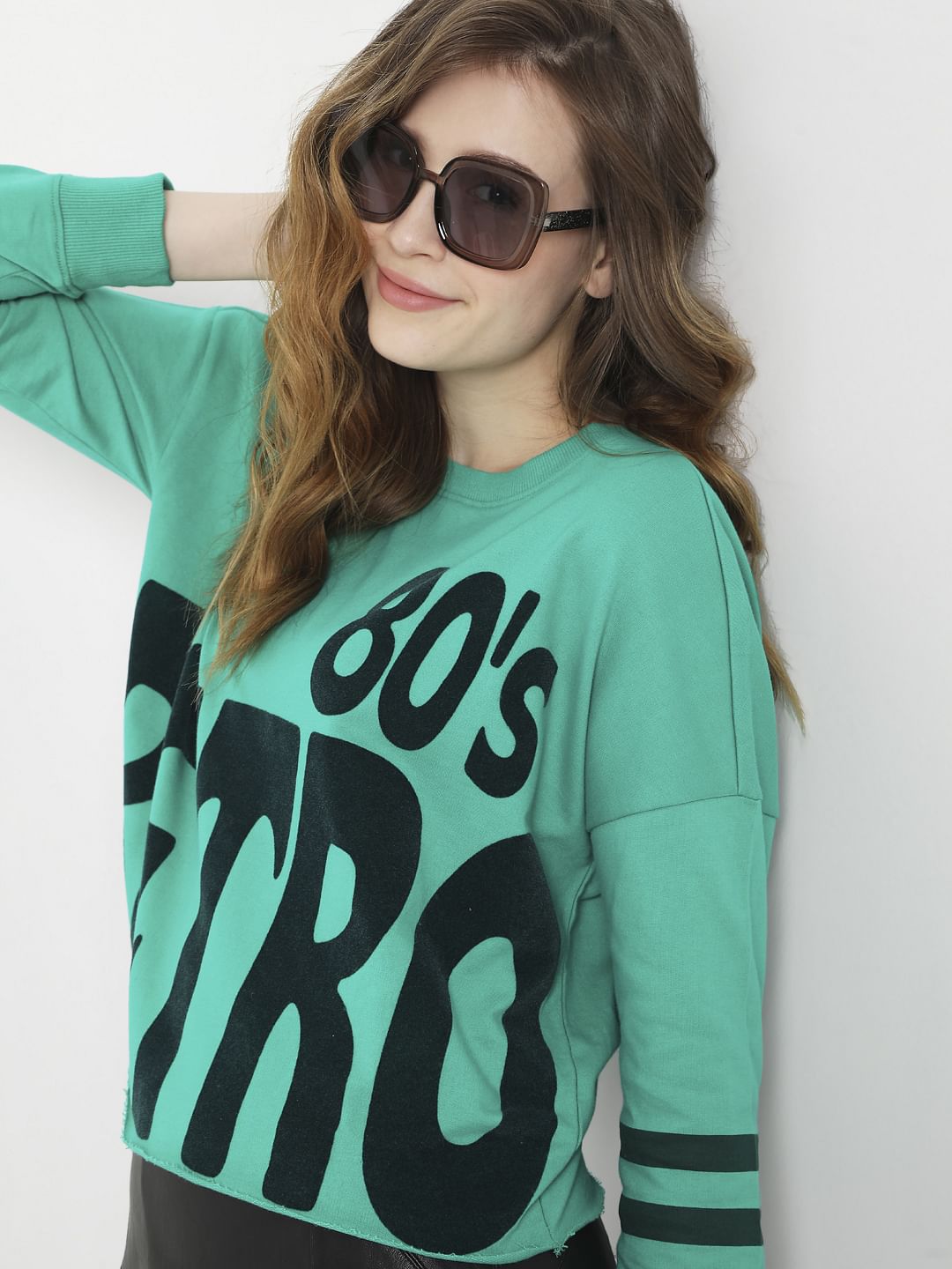 Green Graphic Print Sweatshirt