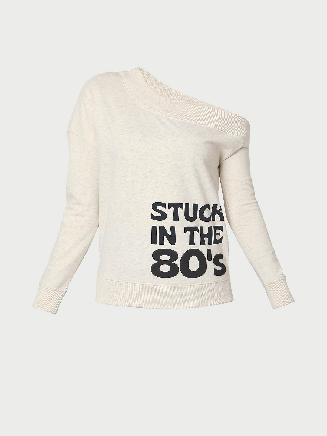 Beige One Shoulder Sweatshirt