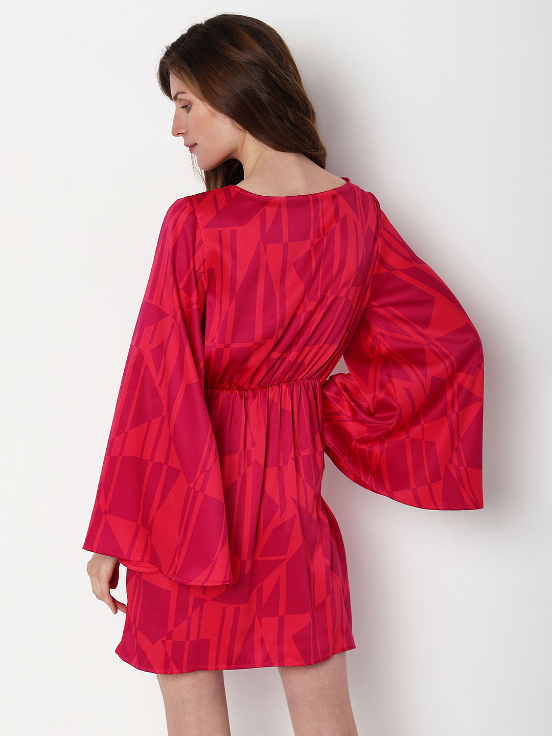 Pink Printed Fit & Flare Dress