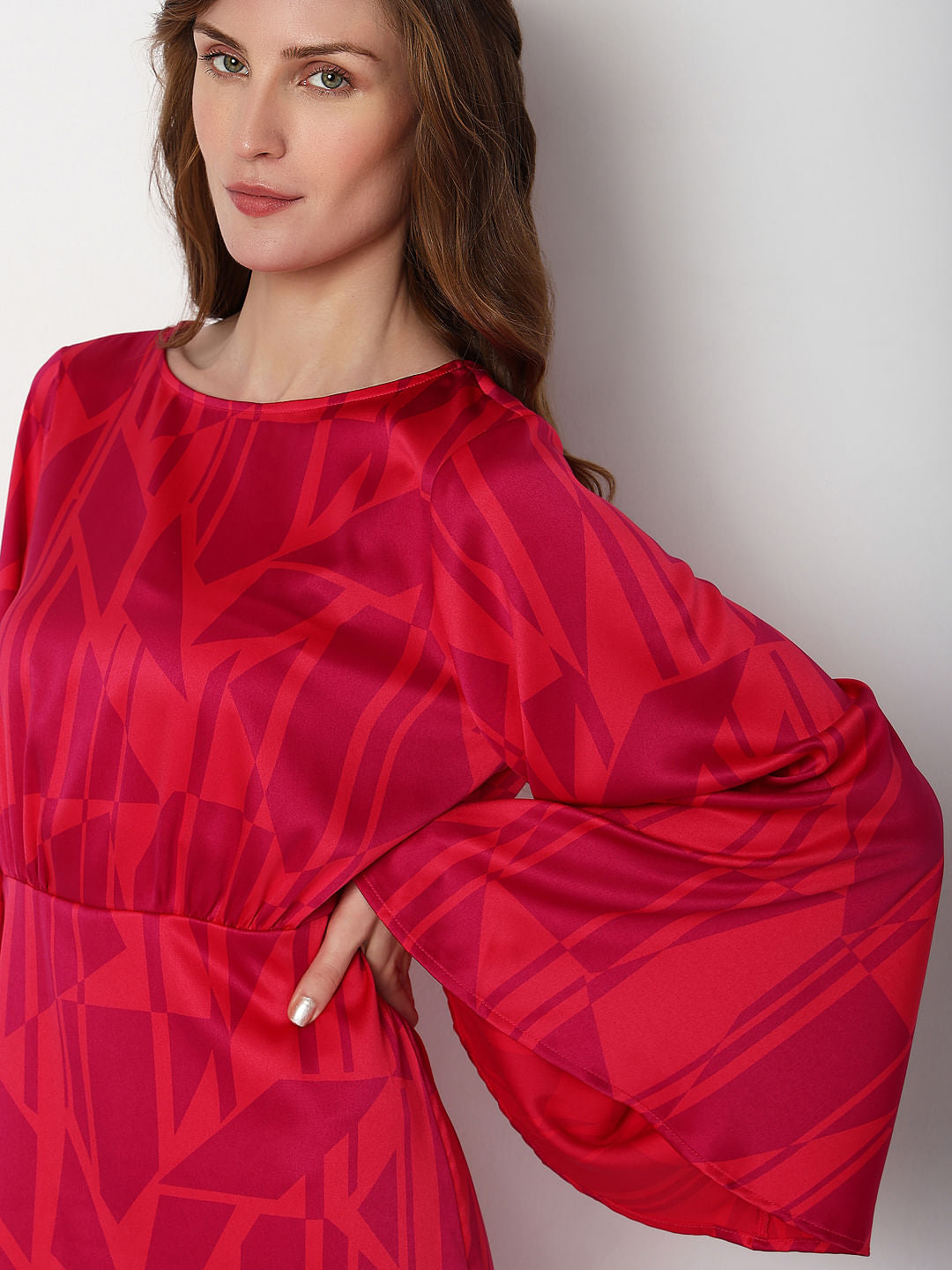 Pink Printed Fit & Flare Dress