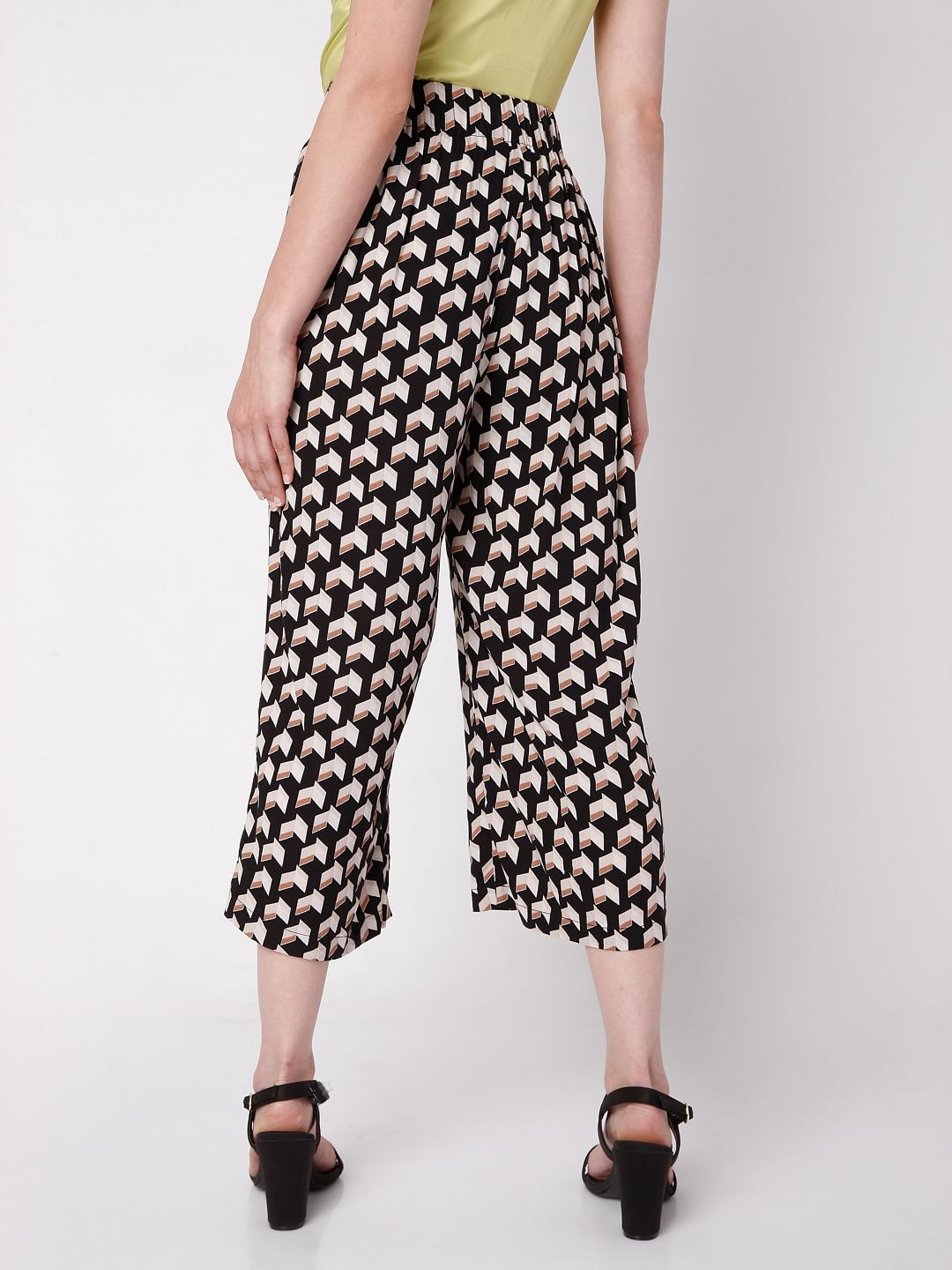 Black Printed Co-Ord Set Culottes